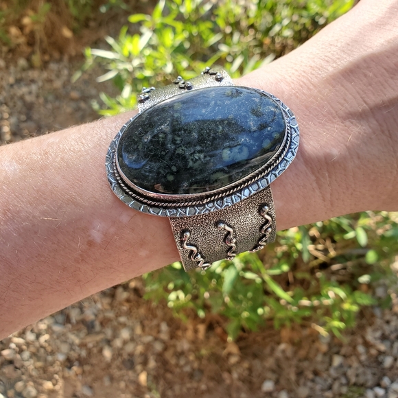 New Kambaba Jasper 925 Silver Cuff Bracelet. - Picture 4 of 15